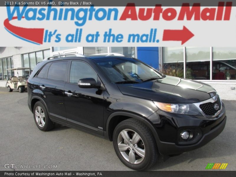 Ebony Black / Black 2013 Kia Sorento EX V6 AWD