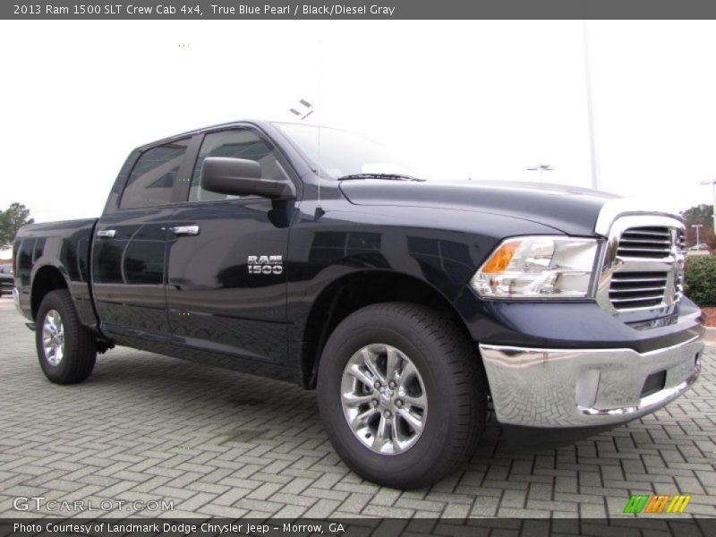True Blue Pearl / Black/Diesel Gray 2013 Ram 1500 SLT Crew Cab 4x4