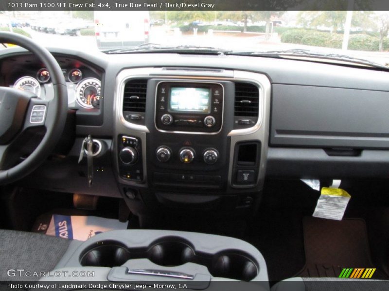 True Blue Pearl / Black/Diesel Gray 2013 Ram 1500 SLT Crew Cab 4x4
