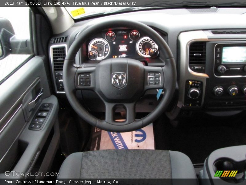 True Blue Pearl / Black/Diesel Gray 2013 Ram 1500 SLT Crew Cab 4x4