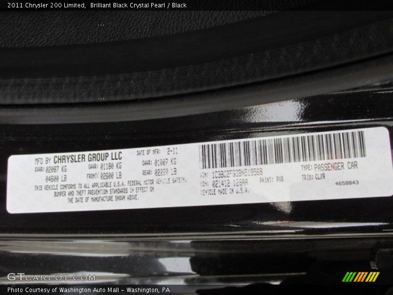 Brilliant Black Crystal Pearl / Black 2011 Chrysler 200 Limited