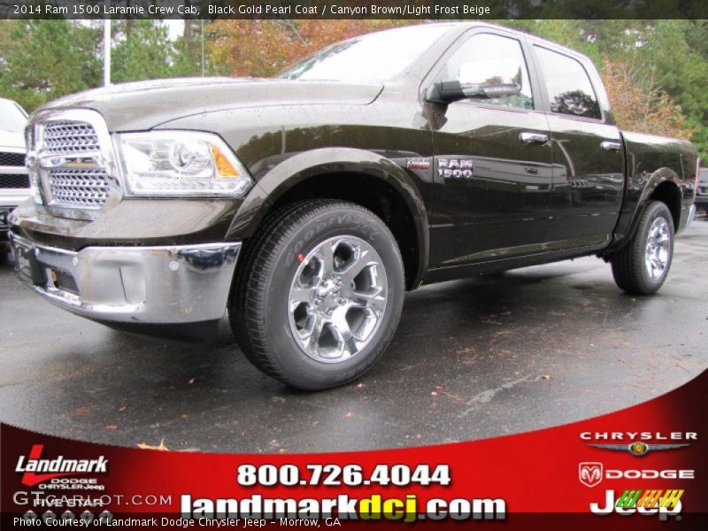 Black Gold Pearl Coat / Canyon Brown/Light Frost Beige 2014 Ram 1500 Laramie Crew Cab