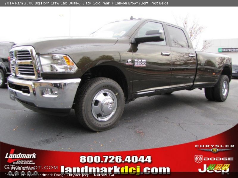 Black Gold Pearl / Canyon Brown/Light Frost Beige 2014 Ram 3500 Big Horn Crew Cab Dually