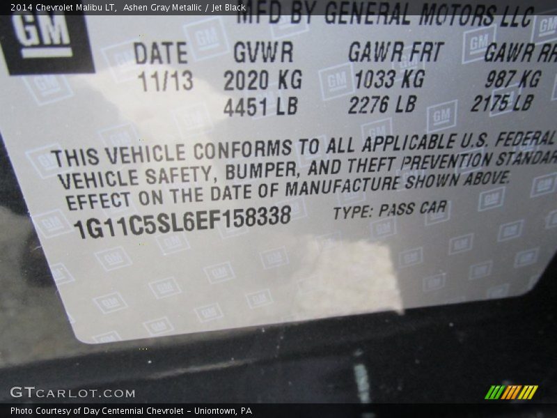 Ashen Gray Metallic / Jet Black 2014 Chevrolet Malibu LT