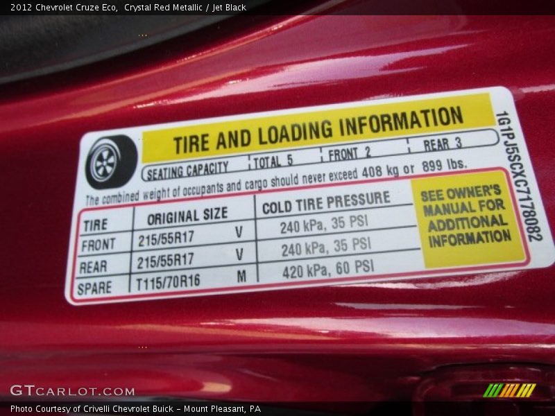 Crystal Red Metallic / Jet Black 2012 Chevrolet Cruze Eco