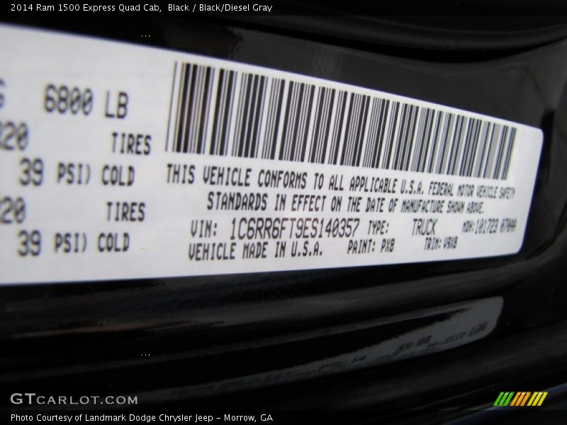 Black / Black/Diesel Gray 2014 Ram 1500 Express Quad Cab