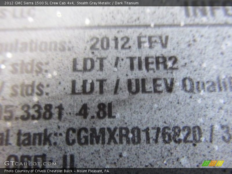 Stealth Gray Metallic / Dark Titanium 2012 GMC Sierra 1500 SL Crew Cab 4x4