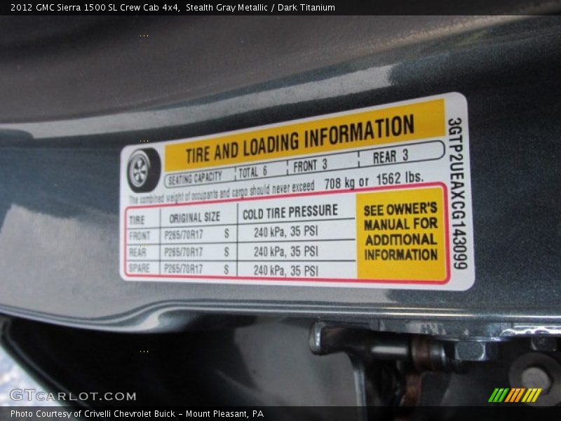 Stealth Gray Metallic / Dark Titanium 2012 GMC Sierra 1500 SL Crew Cab 4x4