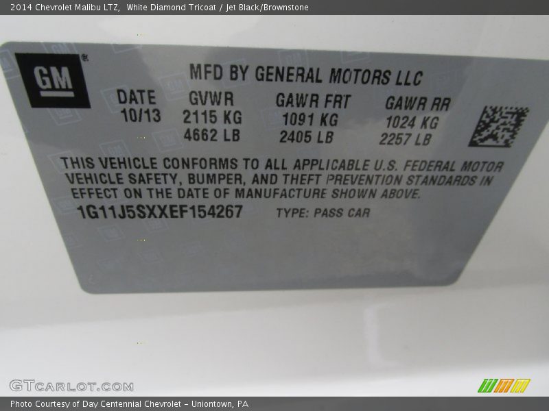 White Diamond Tricoat / Jet Black/Brownstone 2014 Chevrolet Malibu LTZ