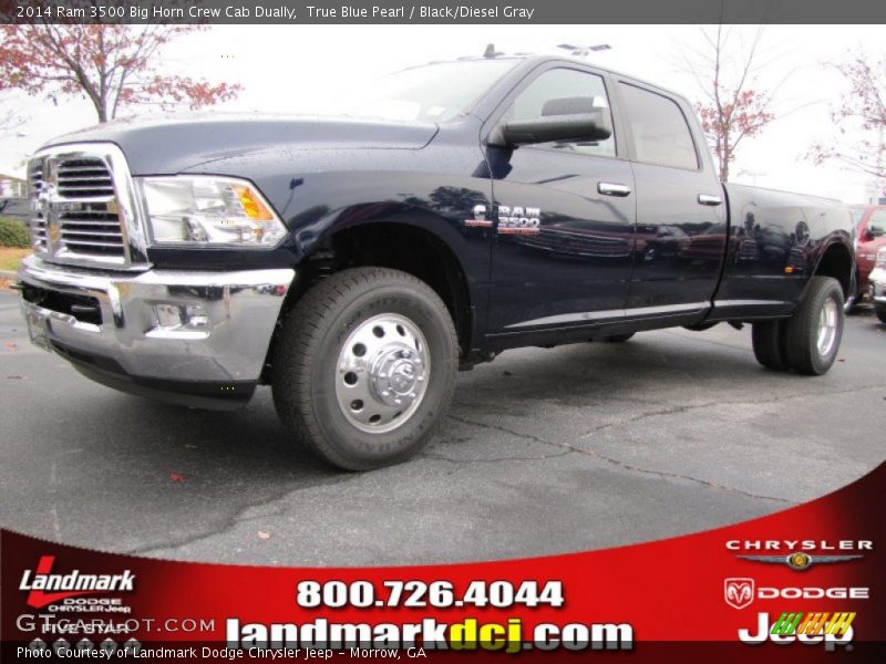True Blue Pearl / Black/Diesel Gray 2014 Ram 3500 Big Horn Crew Cab Dually