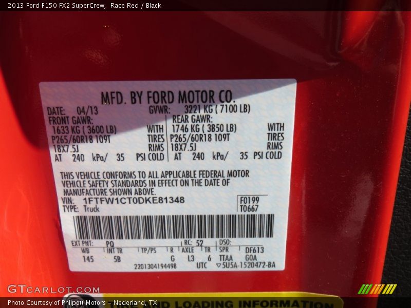 Race Red / Black 2013 Ford F150 FX2 SuperCrew