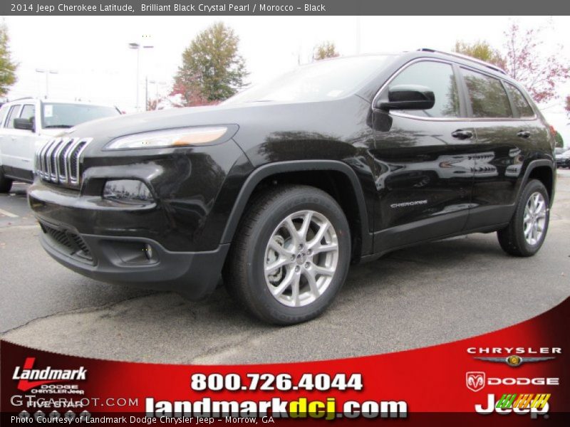 Brilliant Black Crystal Pearl / Morocco - Black 2014 Jeep Cherokee Latitude