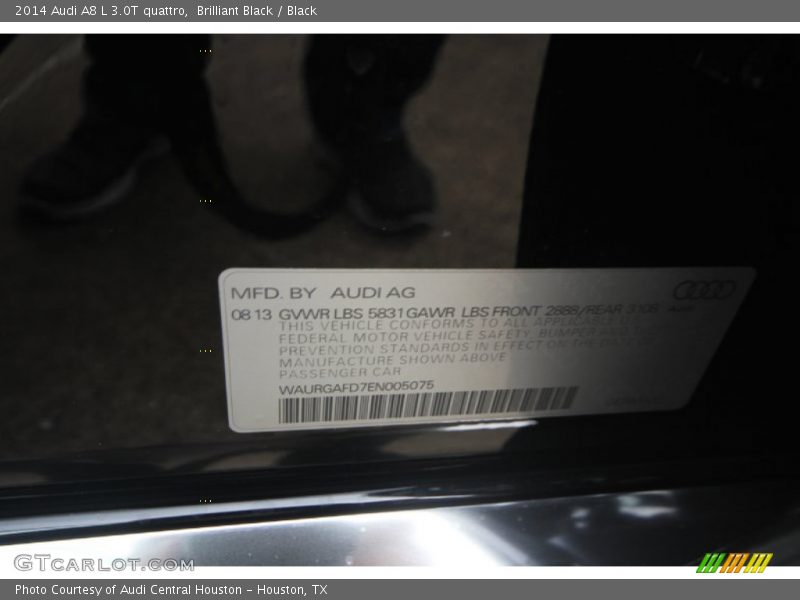 Brilliant Black / Black 2014 Audi A8 L 3.0T quattro