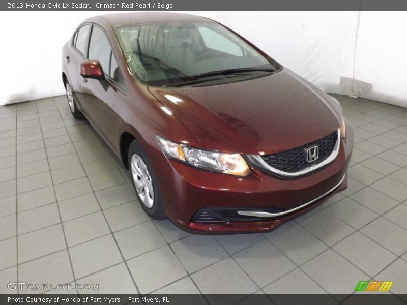 Crimson Red Pearl / Beige 2013 Honda Civic LX Sedan