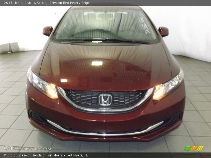 Crimson Red Pearl / Beige 2013 Honda Civic LX Sedan