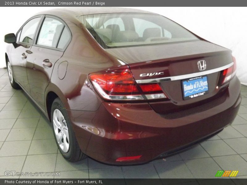 Crimson Red Pearl / Beige 2013 Honda Civic LX Sedan