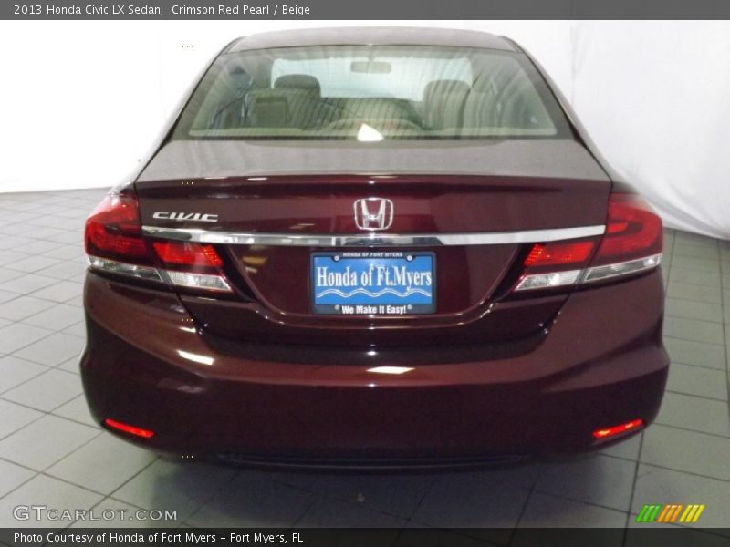 Crimson Red Pearl / Beige 2013 Honda Civic LX Sedan