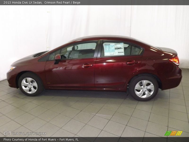 Crimson Red Pearl / Beige 2013 Honda Civic LX Sedan