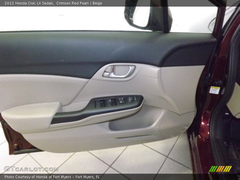 Crimson Red Pearl / Beige 2013 Honda Civic LX Sedan