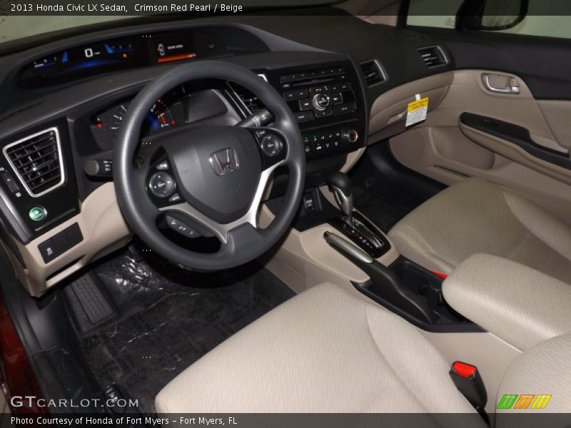 Crimson Red Pearl / Beige 2013 Honda Civic LX Sedan
