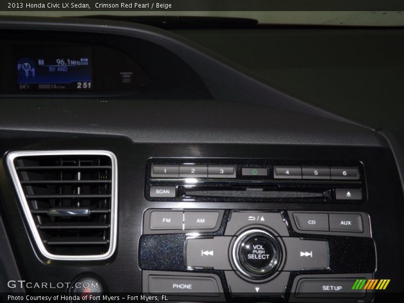 Crimson Red Pearl / Beige 2013 Honda Civic LX Sedan