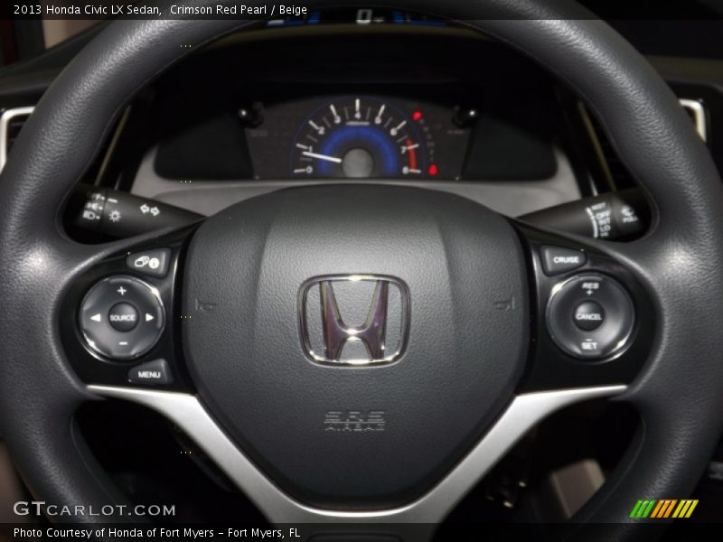 Crimson Red Pearl / Beige 2013 Honda Civic LX Sedan