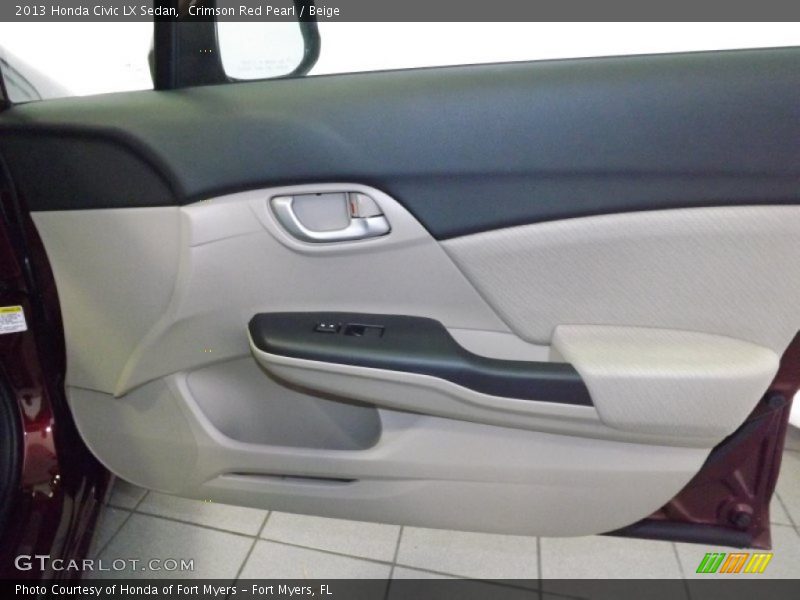 Crimson Red Pearl / Beige 2013 Honda Civic LX Sedan