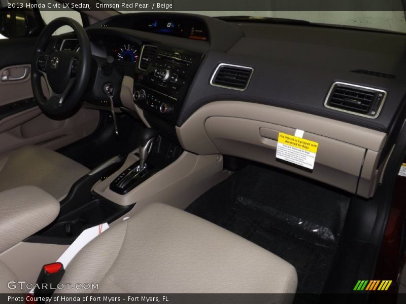Crimson Red Pearl / Beige 2013 Honda Civic LX Sedan