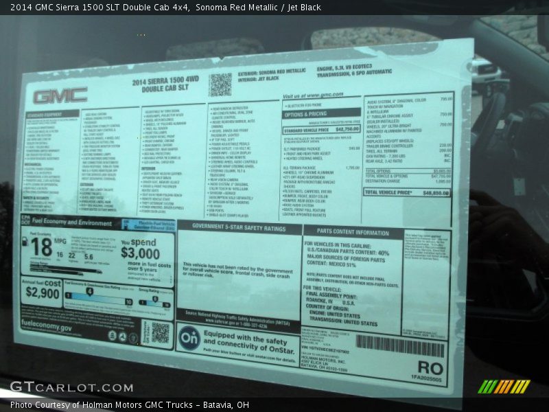  2014 Sierra 1500 SLT Double Cab 4x4 Window Sticker