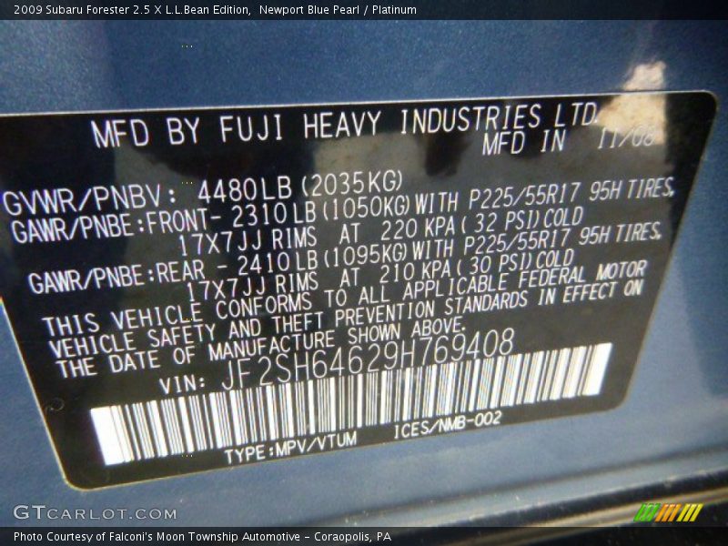 Newport Blue Pearl / Platinum 2009 Subaru Forester 2.5 X L.L.Bean Edition