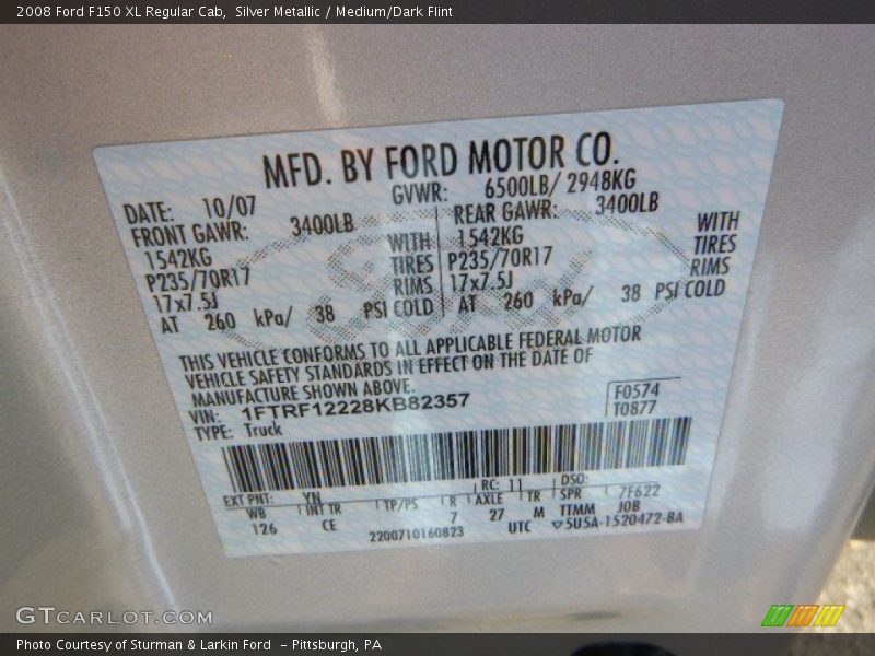 Silver Metallic / Medium/Dark Flint 2008 Ford F150 XL Regular Cab