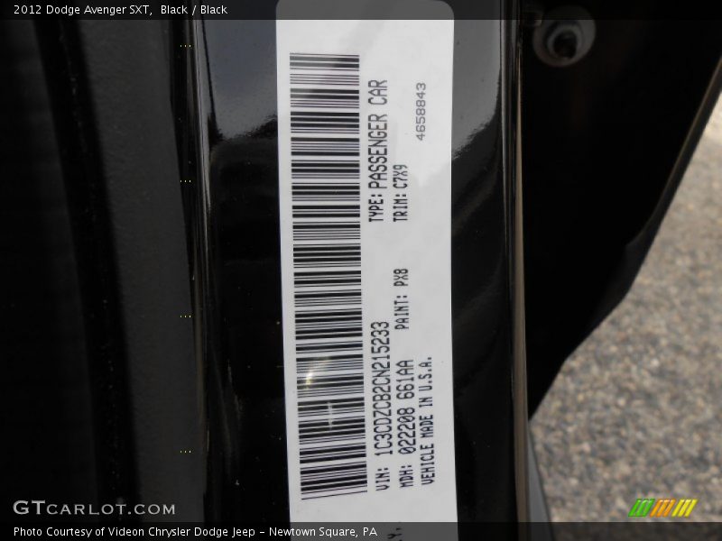Black / Black 2012 Dodge Avenger SXT