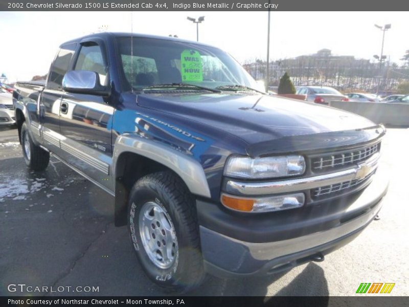 Indigo Blue Metallic / Graphite Gray 2002 Chevrolet Silverado 1500 LS Extended Cab 4x4