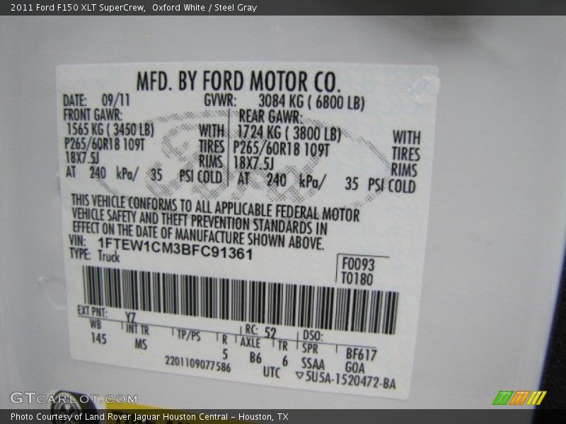 Oxford White / Steel Gray 2011 Ford F150 XLT SuperCrew