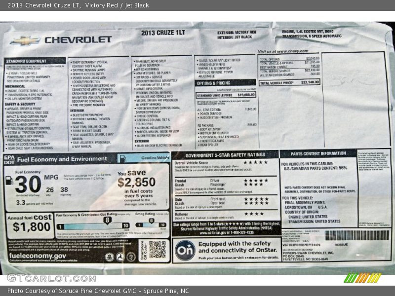 Victory Red / Jet Black 2013 Chevrolet Cruze LT