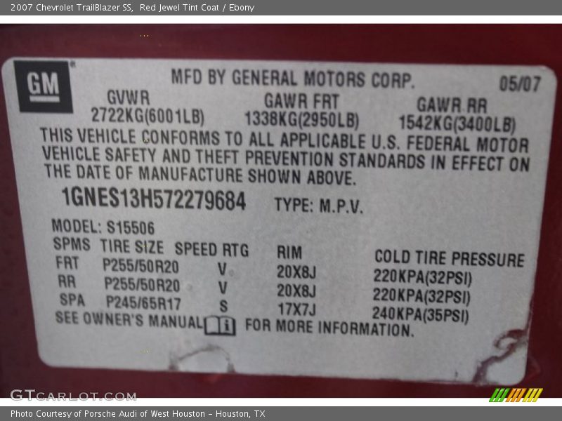 Red Jewel Tint Coat / Ebony 2007 Chevrolet TrailBlazer SS