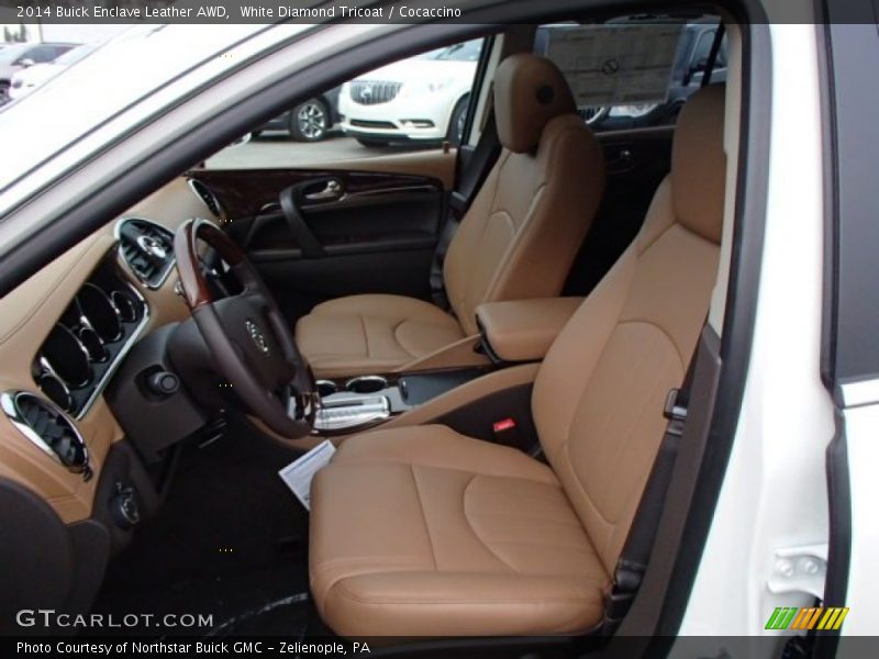 White Diamond Tricoat / Cocaccino 2014 Buick Enclave Leather AWD