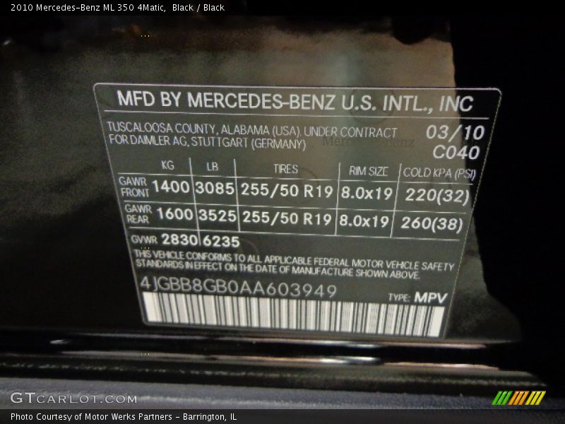 Black / Black 2010 Mercedes-Benz ML 350 4Matic