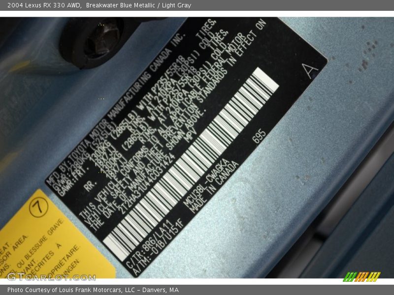 Breakwater Blue Metallic / Light Gray 2004 Lexus RX 330 AWD