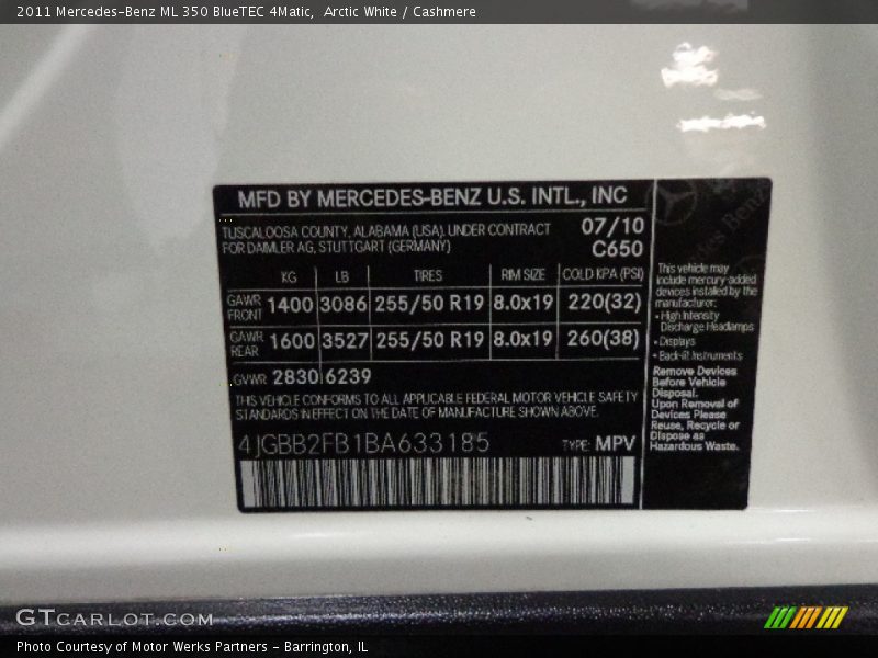 Arctic White / Cashmere 2011 Mercedes-Benz ML 350 BlueTEC 4Matic