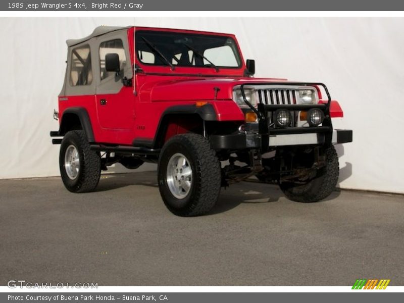 Bright Red / Gray 1989 Jeep Wrangler S 4x4