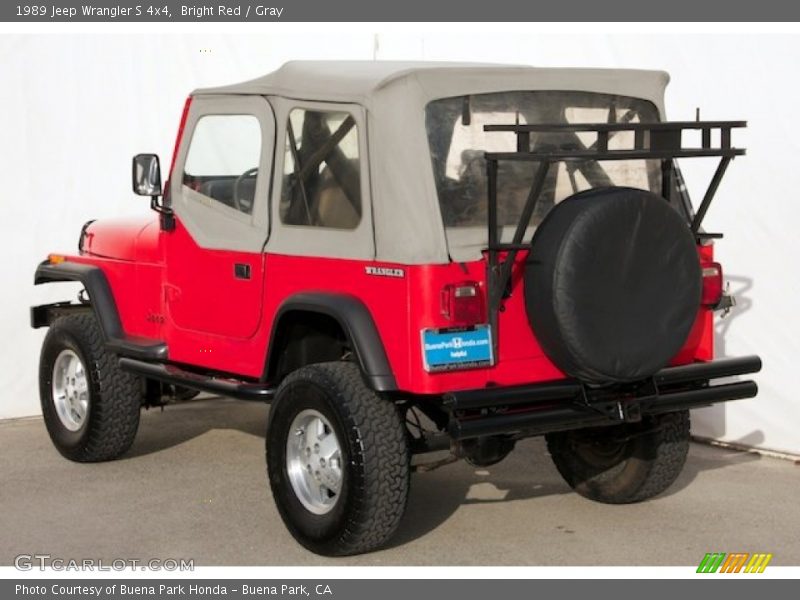 Bright Red / Gray 1989 Jeep Wrangler S 4x4