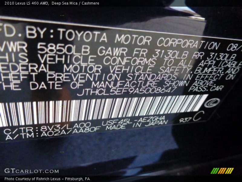 Deep Sea Mica / Cashmere 2010 Lexus LS 460 AWD