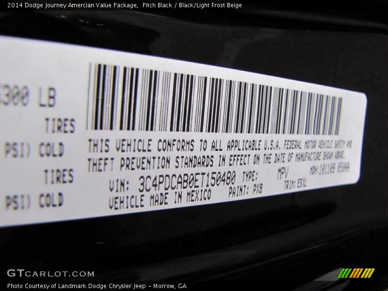 Pitch Black / Black/Light Frost Beige 2014 Dodge Journey Amercian Value Package