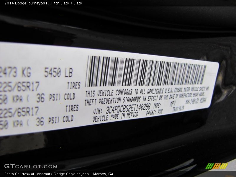 Pitch Black / Black 2014 Dodge Journey SXT