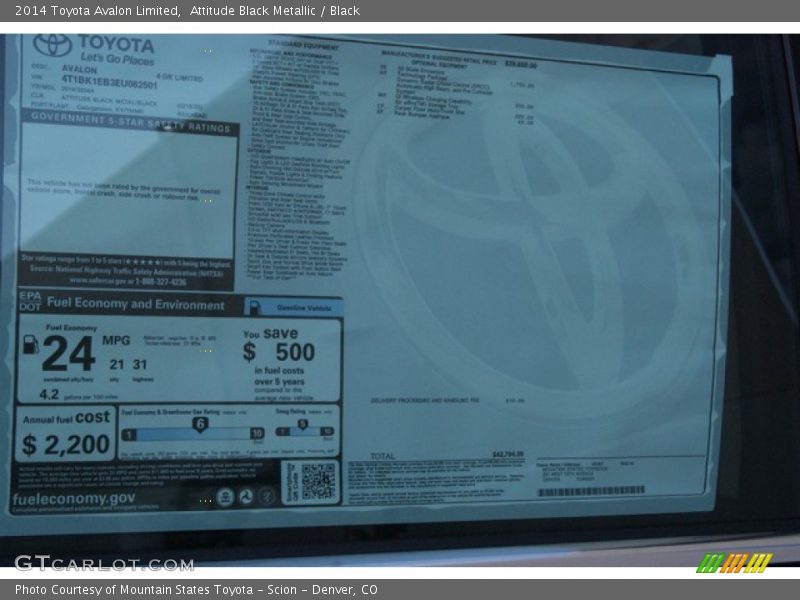 Attitude Black Metallic / Black 2014 Toyota Avalon Limited