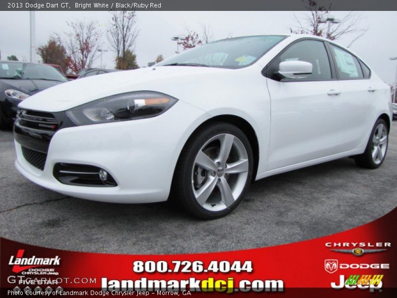 Bright White / Black/Ruby Red 2013 Dodge Dart GT