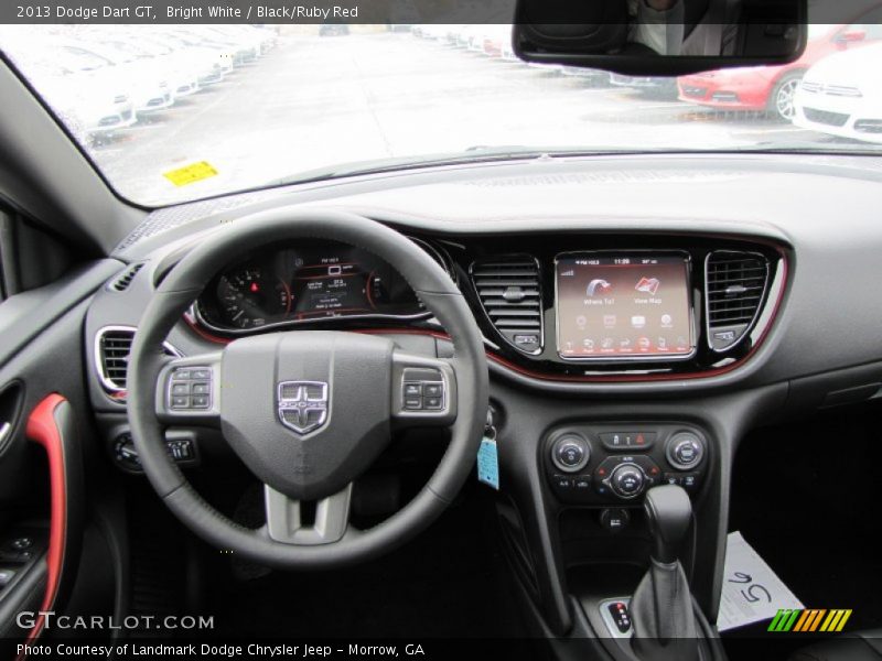 Bright White / Black/Ruby Red 2013 Dodge Dart GT