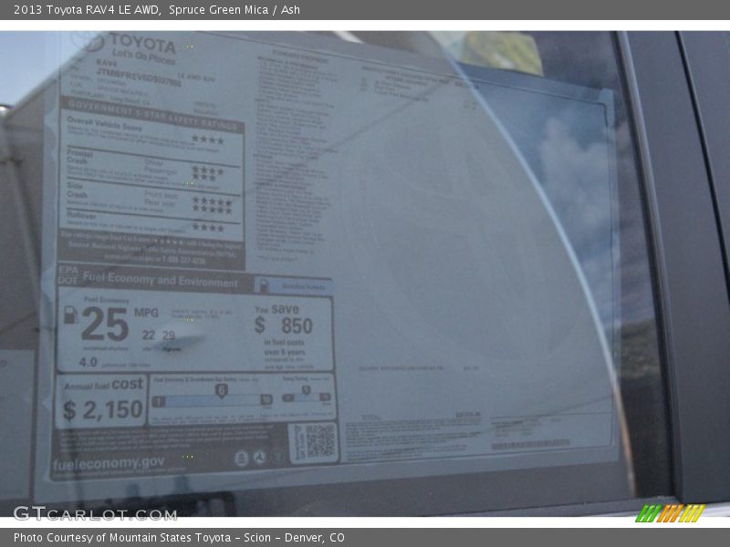 Spruce Green Mica / Ash 2013 Toyota RAV4 LE AWD