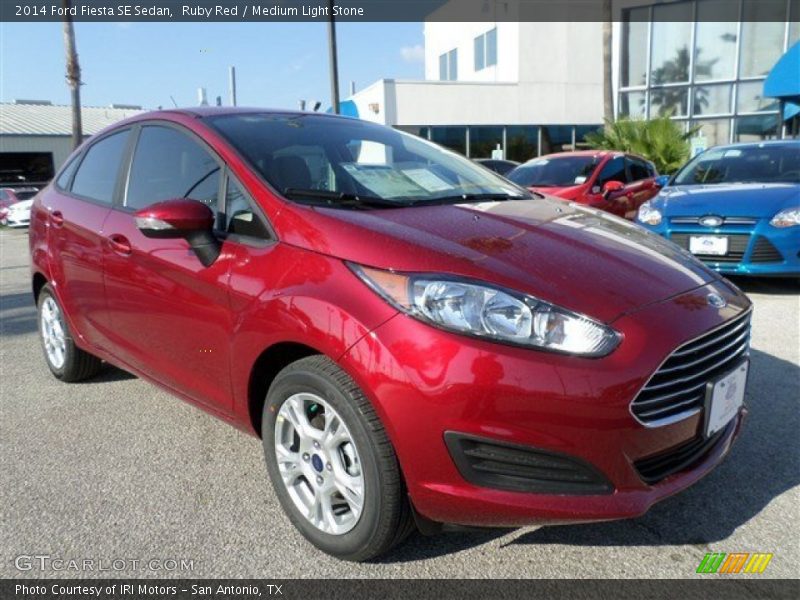 Ruby Red / Medium Light Stone 2014 Ford Fiesta SE Sedan